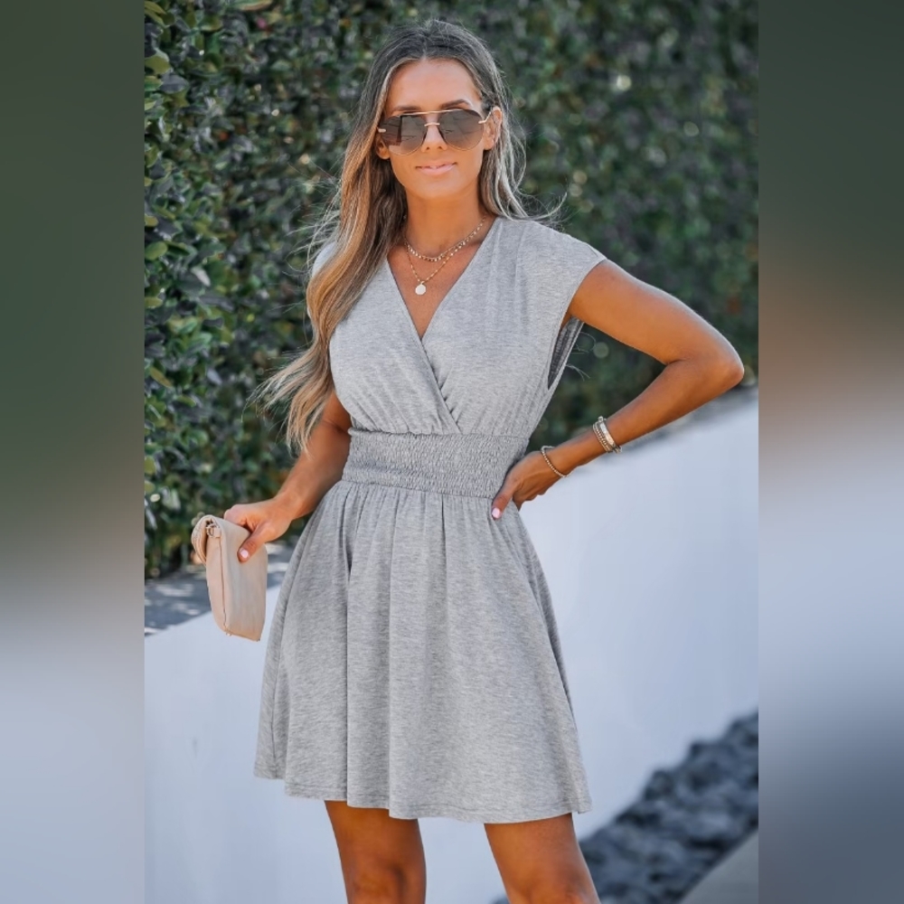 NWT Cupshe Heathered Knit Smocked Dress